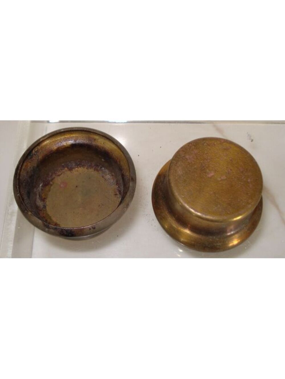 Two Vintage 1950's Brass Bobeches Candle Wax Collar Drip Catchers with Patina
